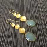 Triple Pod Stone Drop Earrings