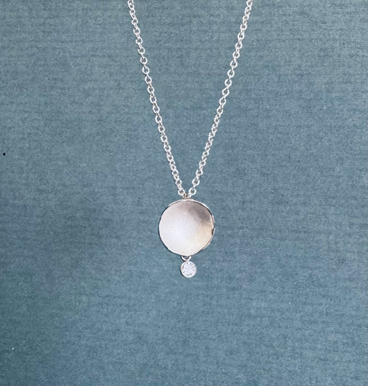 Medium Dishy Pendant with White Zircon