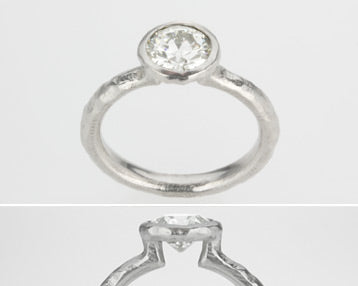Platinum Pebble Bezel Diamond Ring
