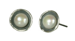 Small Dishy Earrings with Pearls Post
