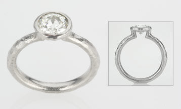 Platinum Pebble Bezel Diamond Ring